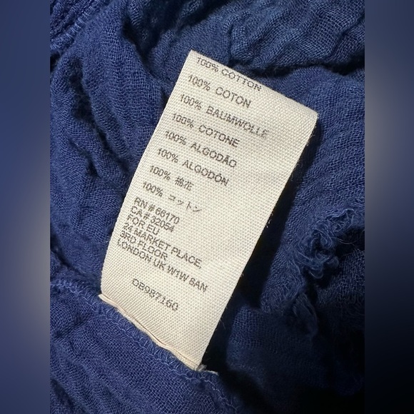 Free People Mystery Land Blue Smocked Neck Tiered Boho Tunic Dress Size M - Picture 7 of 7